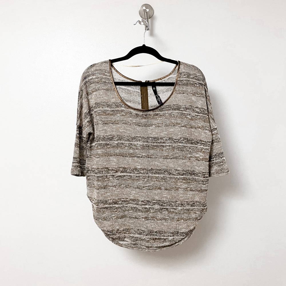 Jessica Simpson Neutral Fall Chic‎ Melanee Dolman Style Brown Stripes Top